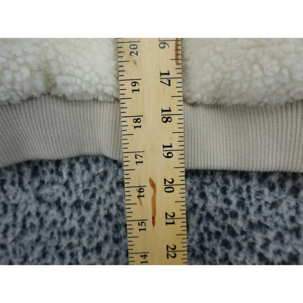 Garage Sherpa Puffer Vest Womens Medium Cream Ivory Faux Shearling Full Zip‎ Coz